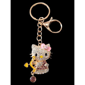 Hello Kitty Character Rhinestone Cupid Valentine's Key Chain Purse Charm Purple